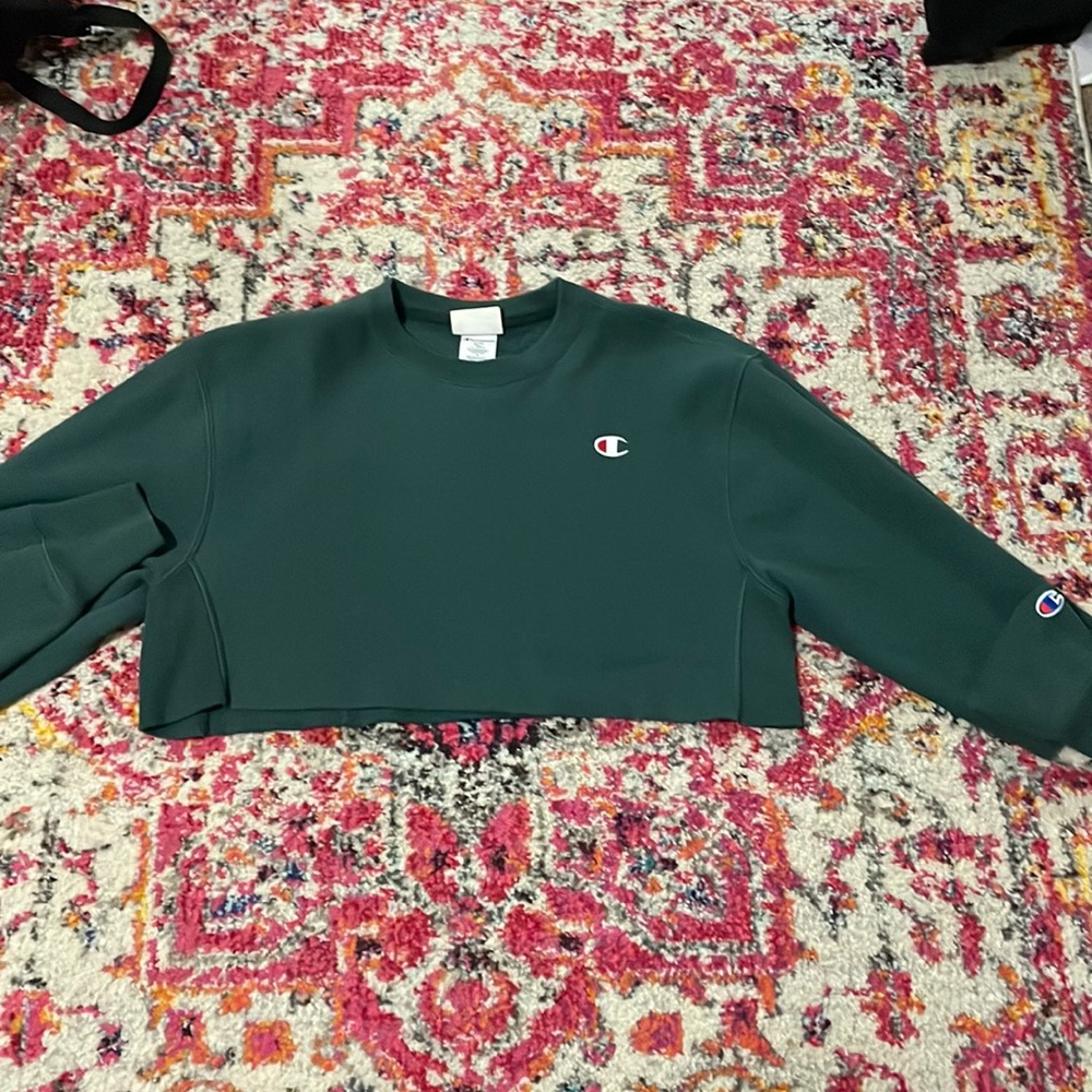 Forest Green Cropped Champion Sweater